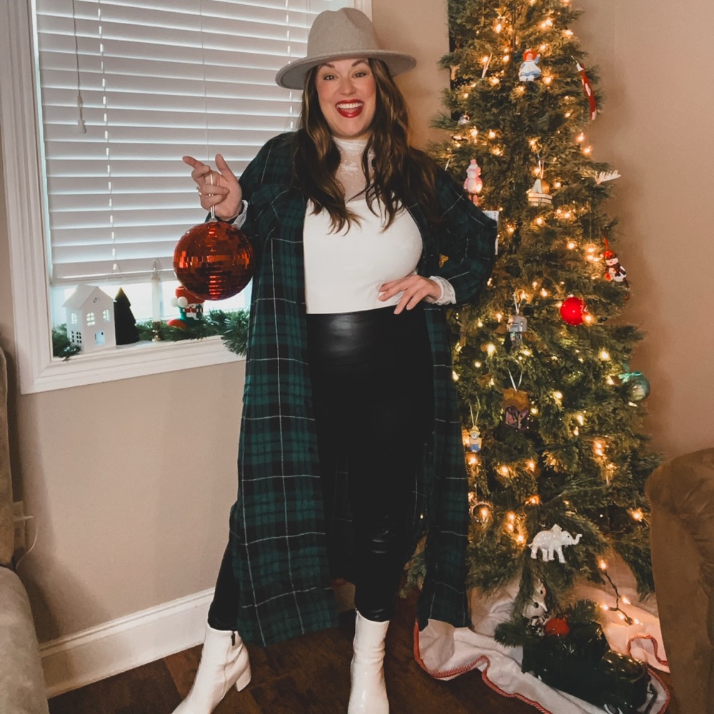 Green Plaid Long Button Duster